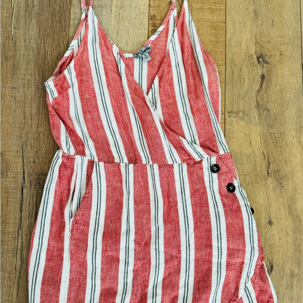 Red/Orange and White Striped Women’s Romper